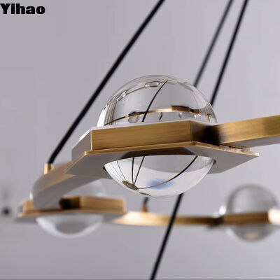 satın al Barınak ve mutfak için 3500K sıcak beyaz LED'li Brass Body Crystal Shade Chandelier çevrimiçi üretim