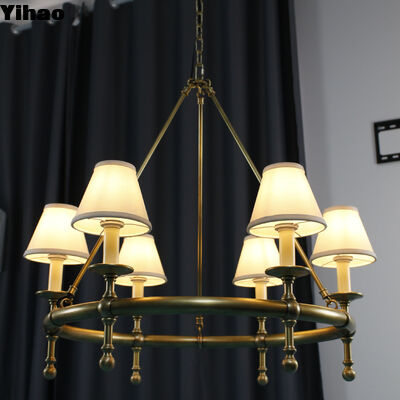 satın al YH Amerikan Tarzı 6-Light Solid Brass Chandelier Yemek Odası Mutfağı için Yüksekliği Düzenlenebilir Kolye Işığı çevrimiçi üretim
