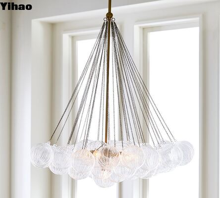 satın al Modern basit lüks oturma odası için Yihao Simple Vintage Brass Finish Pendant Chandelier 2700K sıcak beyaz ışıkla çevrimiçi üretim