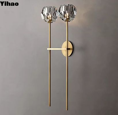 Altıgen Açık K9 Cam Duvar Montajlı Yatak Lambaları Poli Nickel Finish
