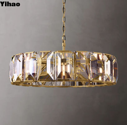 Harlow Crystal Round Chandelier 43'' Brass RH Crystal Chandelier Upward Lamp Cup ile