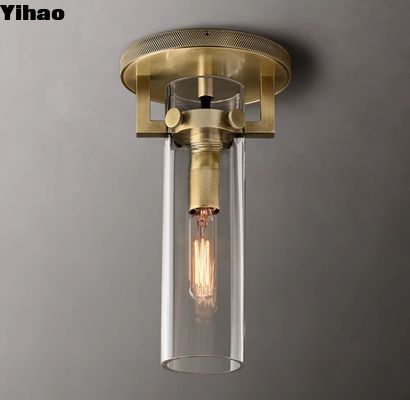 Hardwired Brass Flush Mount Lüks Tavan Işıkları Lacked Burnished Brass Frame ile