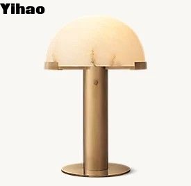 Restoranlar 15W E26 LED Yatak Masa Lampası Alabaster Gölgesi