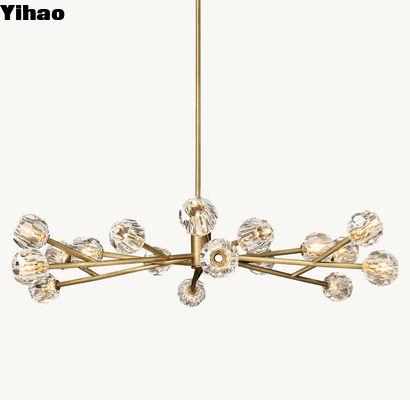 18-Light Brass Clear Crystal Round Chandelier Mükemmel iç mekan aydınlatma çözümü
