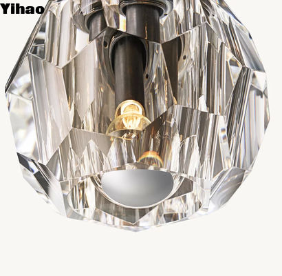 Şeffaf Cam Küçük Flushmount Tavan Işığı Dahili Kristal ve Bakır Finish ile
