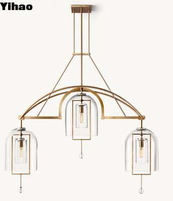 43 kg Fülkrum Lineer Brass Crystal Chandelier, Boyutu 155cm W x 34cm D x 142cm H