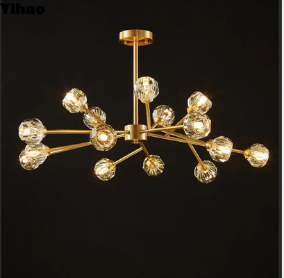İçeride özelleştirilebilir boyut Brass Crystal Chandelier renk seçenekleri ve Brass Finish ile