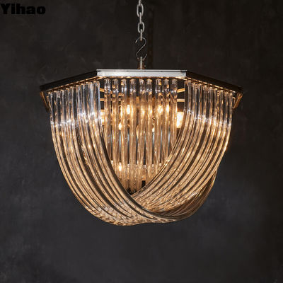 Crossglass Pendant Crystal Ceiling Mount Chandelier ile Brass Finish