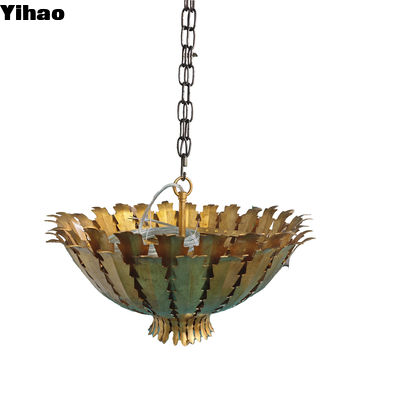 Laklı Brushed Brass Finish Custom Copper Chandelier Çatıya monte edilmiş oturma odası yemek odası yatak odası