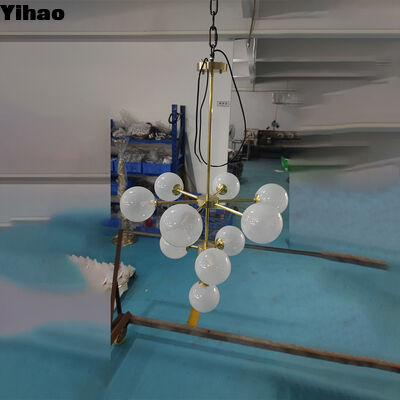 Yihao Modern Luxury Hand Blown Glass Chandelier, oturma odası ve yatak odası için tunç gövde ve E12 ampul tabanlı