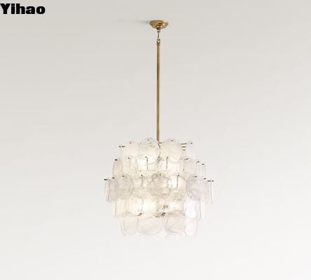 Yihao Brass Body Pendant Chandelier 2700K sıcak beyaz ışık ve oturma odası için ayarlanabilir yüksekliği ile