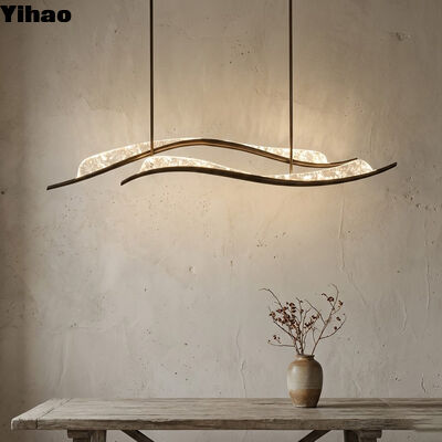 YH Minimalist Antik Bakır Bronz Çerim Kristal Gölge ve 3500K Soğuk Beyaz LED Işık Yemek Odası için